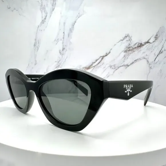 New PRADA Sunglasses Black Butterfly Cat Eye Logo Symbole Logo New - Picture 7 of 16